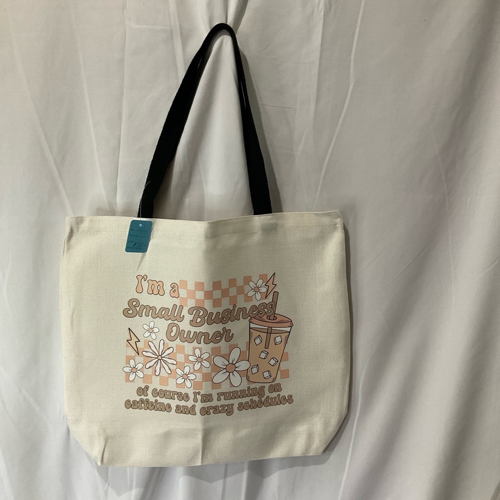 Handmade Canvas Tote Bag, Small Business Owner 15” X 18” X 5” Large Capacity